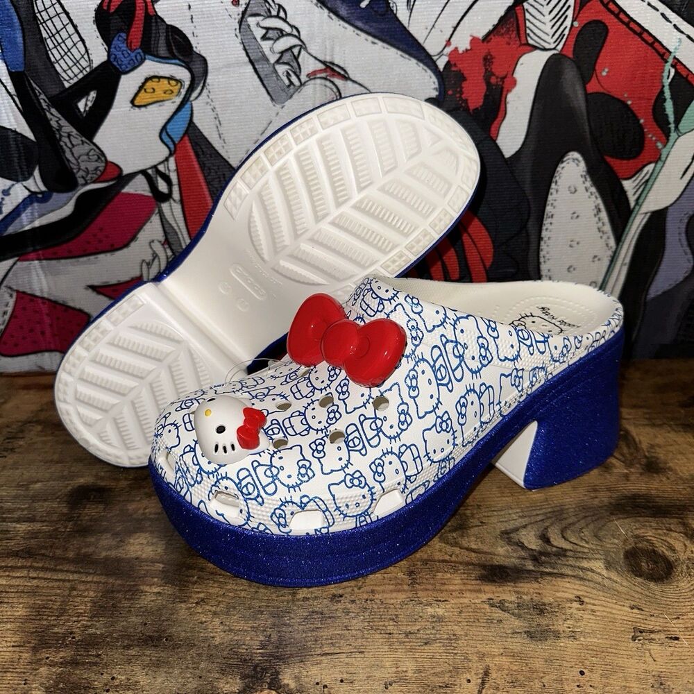 Size 10 - Hello Kitty x Crocs Siren Clog 50th Anniverary Blue Glitter 209451-100